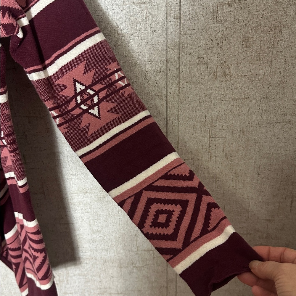 By Design large Waterfall Cardigan Sweater Tribal Aztec western front open - Picture 6 of 7